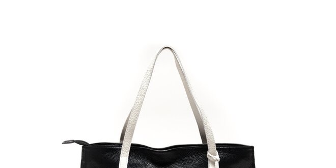 Dámska čierno-biela kožená kabelka Sonia Ricci