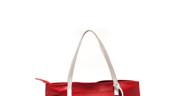 Dámska červeno-biela kožená kabelka Sonia Ricci