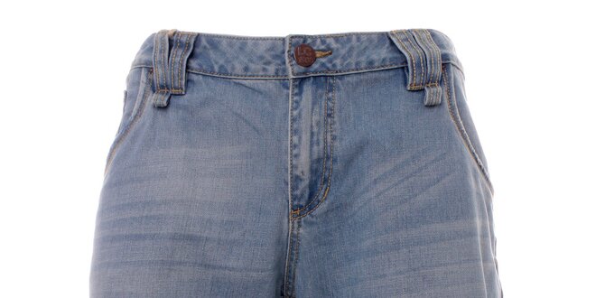 Pánske svetlo modré džínsové kraťasy s obnoseným efektom Lee Cooper