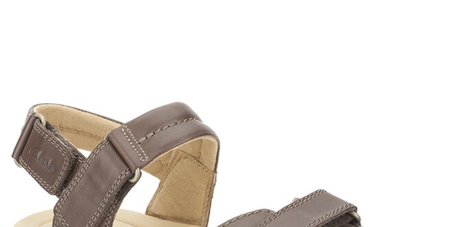 Pánske tmavo hnedé kožené sandále Clarks