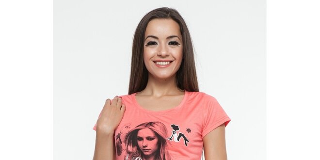 Dámske ružové tričko s potlačou Renata Biassi