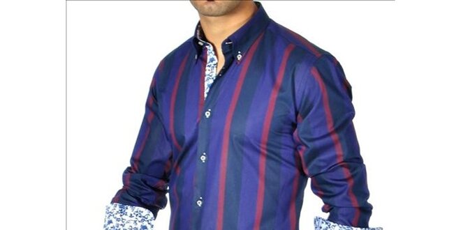 Pánska fialovo-modrá pruhovaná košeľa Pontto