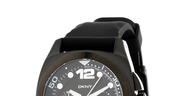 Pánske čierne oceľové hodinky DKNY so silikonovým ramienkom