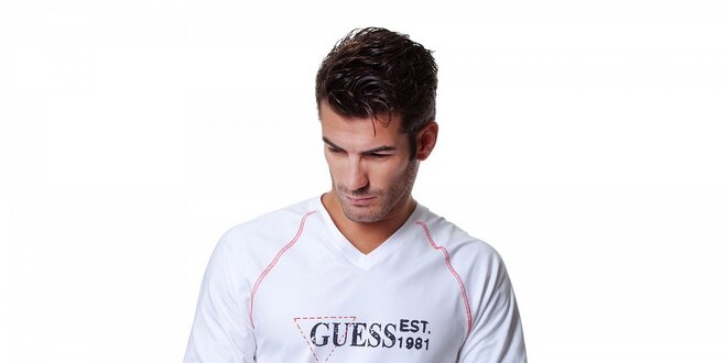 Pánske biele  tričko Guess by Marciano s potlačou