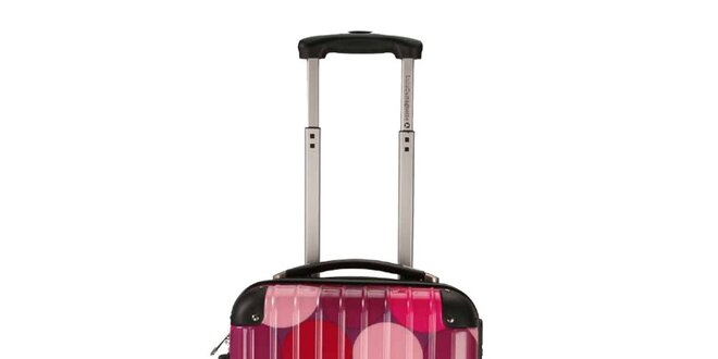 Dámsky ružový kufor na kolieskach s bodkami Lulu Castagnette