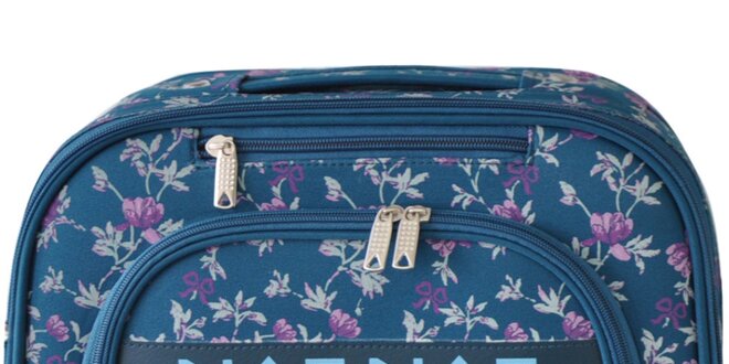 Dámska modrá kvetovaná kozmetická taška Naf Naf