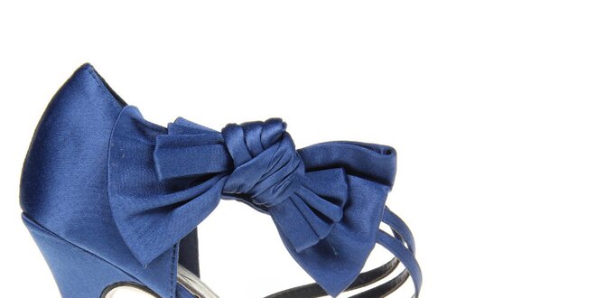Dámske modré pásikové sandálky s mašľou KNK