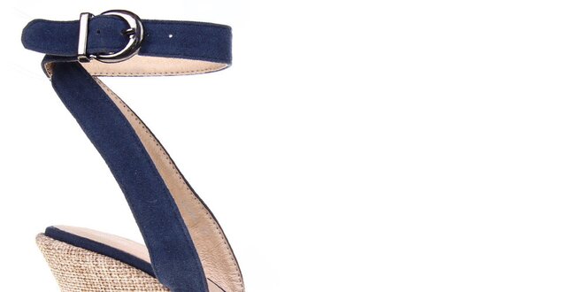 Dámske modré sandálky na podpätku KNK