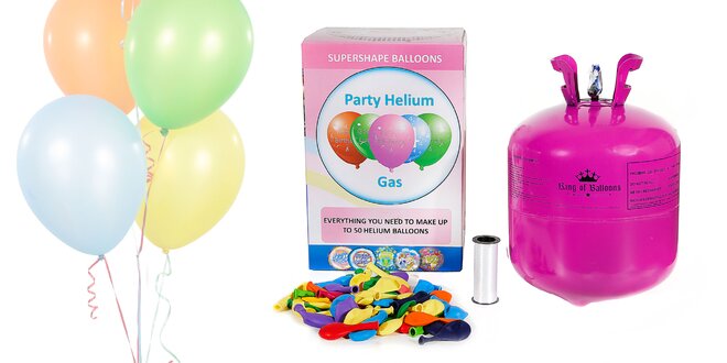 Hélium vrátane 30 alebo 50 balónikov na párty