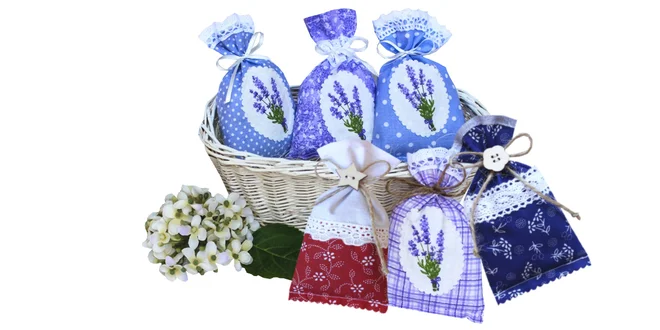 Handmade levanduľové srdiečka a vrecká plnené levanduľou