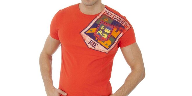 Pánske oranžové tričko Bikkembergs s potlačou