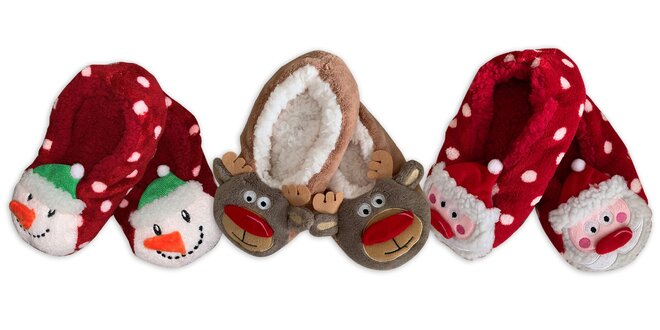 Veselé vianočné papuče s rôznymi motívmi