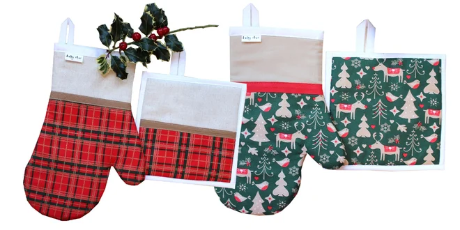 Slovenský handmade set rukavíc a chňapiek
