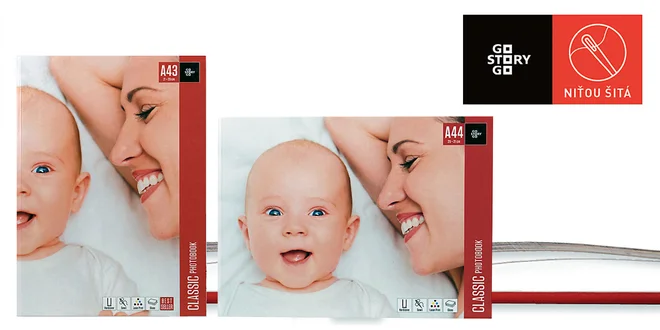 Prvotriedne niťou šité fotoknihy — A4 na výšku