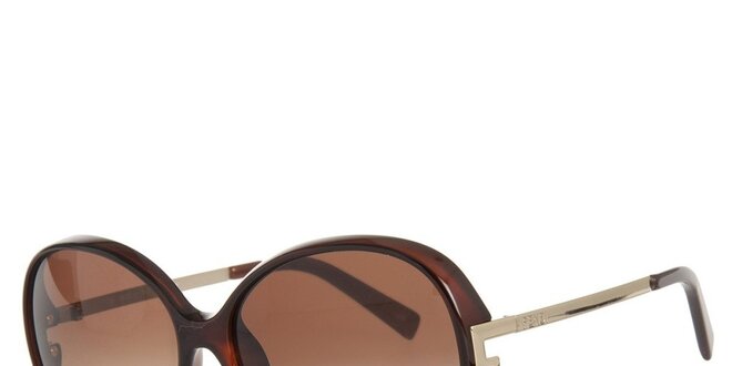 Dámske hnedé slnečné okuliare s kovovými stranicami Fendi