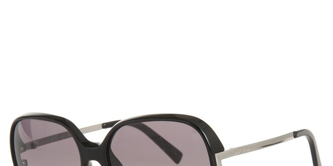 Dámske čierne slnečné okuliare s kovovými stranicami Fendi