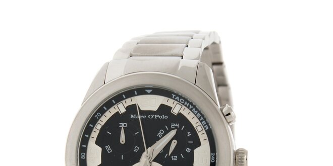 Pánske náramkové hodinky Marc O´Polo s chronografom a tachymetrom a čiernym ciferníkom