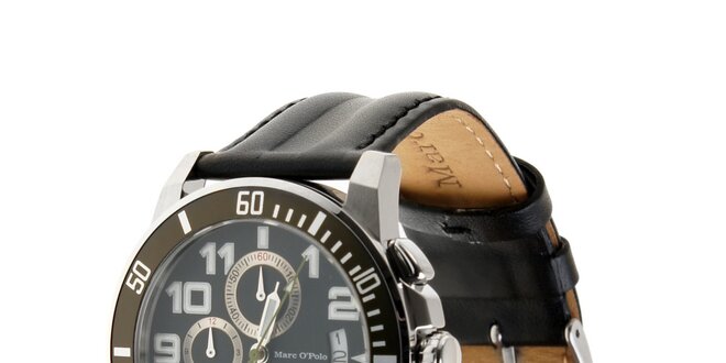 Marc O´Polo hodinky s čiernym koženým remienkom a chronografom