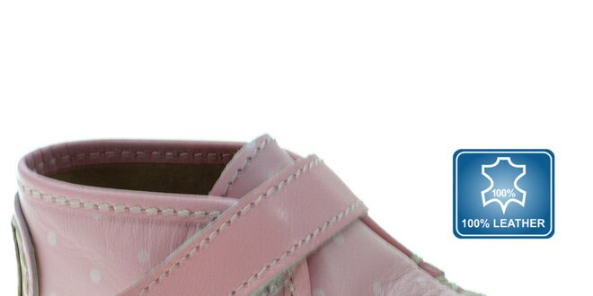 Ružové dojčenské topánočky Beppi s bielymi bodkami
