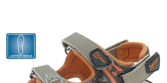 Detské hnedo-oranžové kožené sandálky Beppi