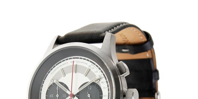 Pánske hodinky Marc O´Polo s čiernym koženým remienkom a strieborným ciferníkom