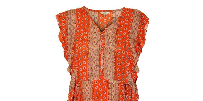 Dámske oranžové šaty Guess s ornamentmi