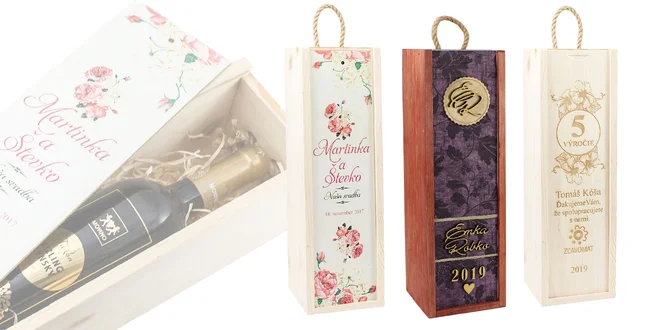 Personalizovaný drevený box na víno alebo alkohol