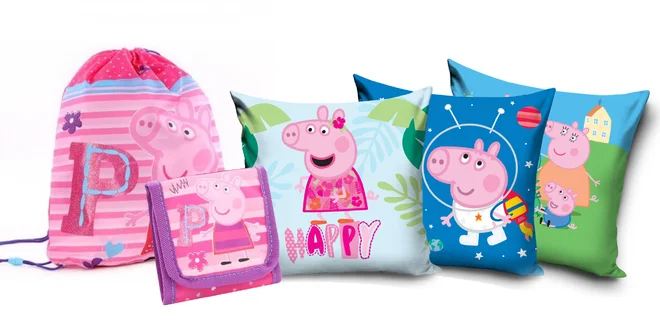 Prasiatko Peppa: vankúšiky, peňaženka aj pončo
