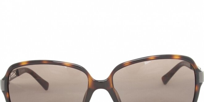 Dámske tmavo hnedé žíhané brýle Calvin Klein s kovovými stranicami