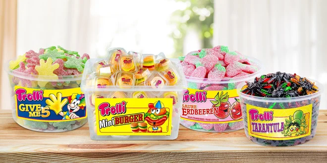 Boxy gumových cukríkov značky Trolli: 7 druhov