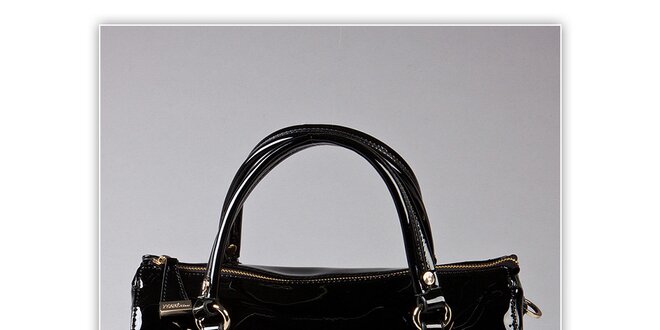 Dámska čierna lakovaná kabelka s odnímatelným popruhom Ferré Milano