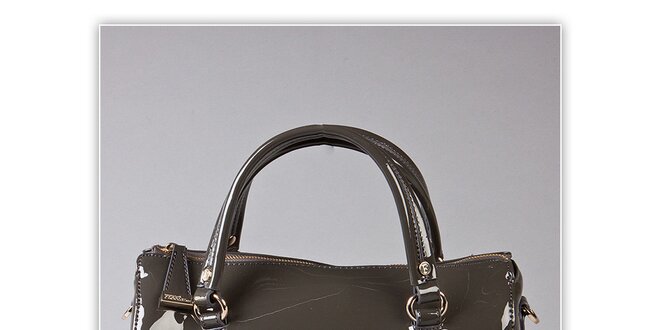 Dámska šedá lakovaná kabelka s odnímatelným popruhom Ferré Milano
