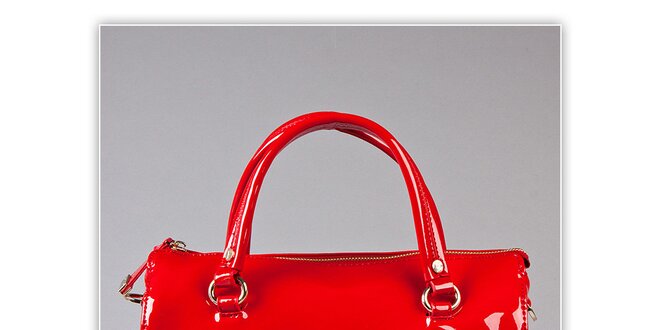 Dámska ohnivo červená lakovaná kabelka s odnímatelným popruhom Ferré Milano