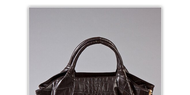Dámska tmavo hnedá kabelka s krokodýlim vzorom Ferré Milano