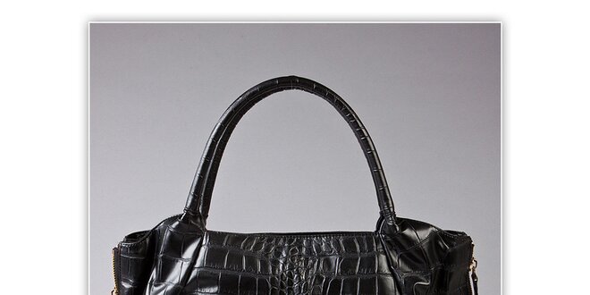 Dámska čierna kabelka s krokodýlim vzorom Ferré Milano