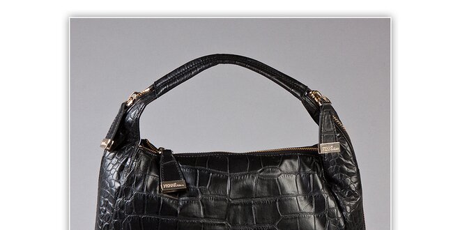 Dámska čierna kabelka s krokodýlim vzorom Ferré Milano
