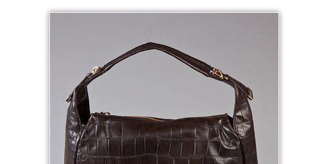 Dámska tmavo hnedá kabelka s krokodýlim vzorom Ferré Milano