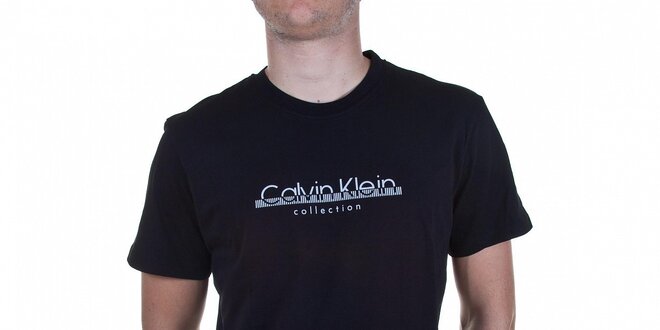 Pánske čierne tričko Calvin Klein s potlačou