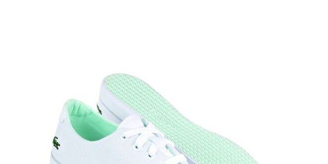 Dámske bielo-zelené textilné tenisky Lacoste