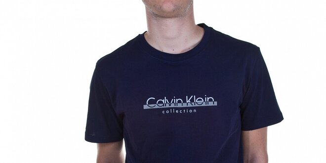 Pánske tmavo modré tričko Calvin Klein s potlačou