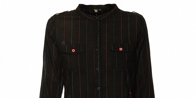Dámska čierna košeľa Fundango s farebnými prúžkami