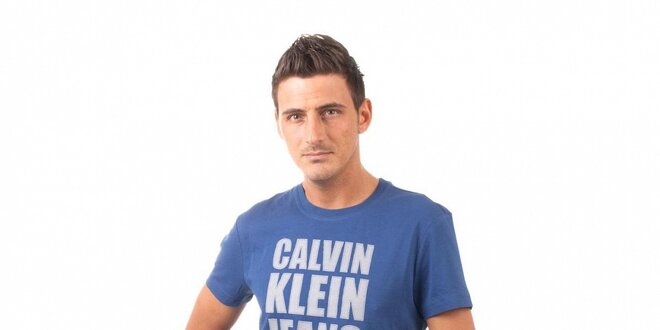 Pánske modré tričko Calvin Klein s potlačou