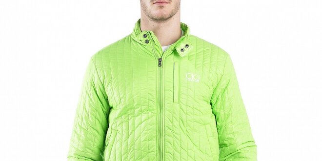 Pánska neonovo zelená prešívaná bunda Calvin Klein