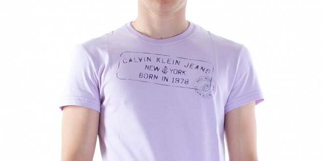 Pánske svetlo fialové tričko Calvin Klein s potlačou
