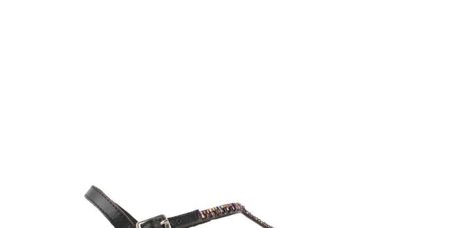 Dámske čierne kožené sandále Gardini s farebnými korálkami
