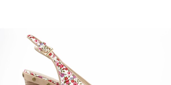 Dámske biele sandále Derhy s ružovými kvetinkami