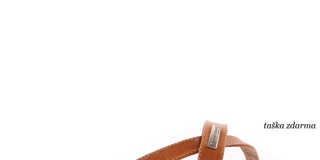 Dámske karamelové žabkové sandálky Les Tropeziennes s taškou zdarma