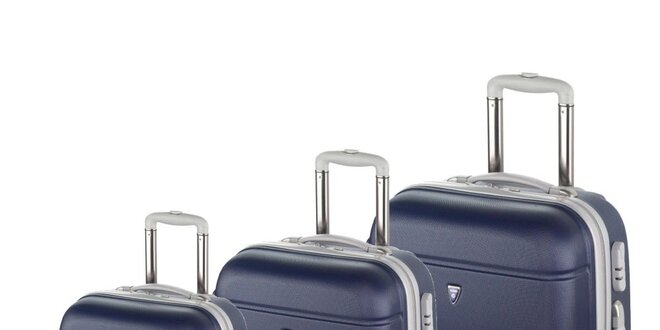 Set troch tmavo modrých kufrov na koliečkach Valisa