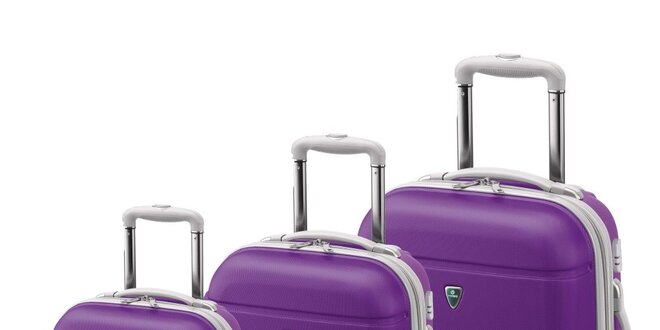 Set troch tmavo fialových kufrov na koliečkach Valisa