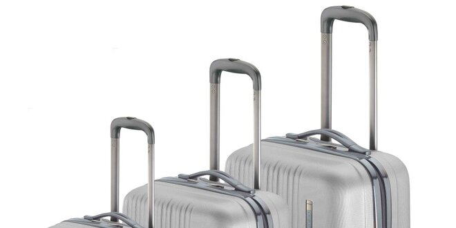 Set troch strieborných kufrov na koliečkach Valisa